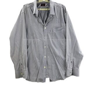 Untuckit Shirt Blue Mens 3XL Gingham Plaid Long‎ Sleeve Button Up Casual Preppy